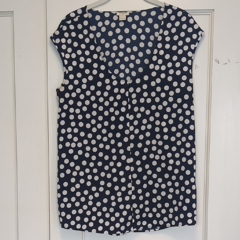 J. Crew Dark Blue and White Polka Dot Shirt size 6